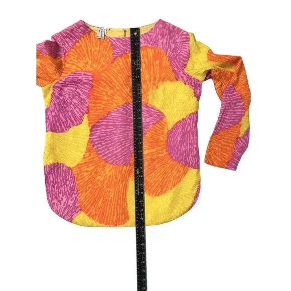 Vintage Joy Stevens Top Blouse 1960s Groovy Gogo Mod Flower Power Button Back - Picture 14 of 15